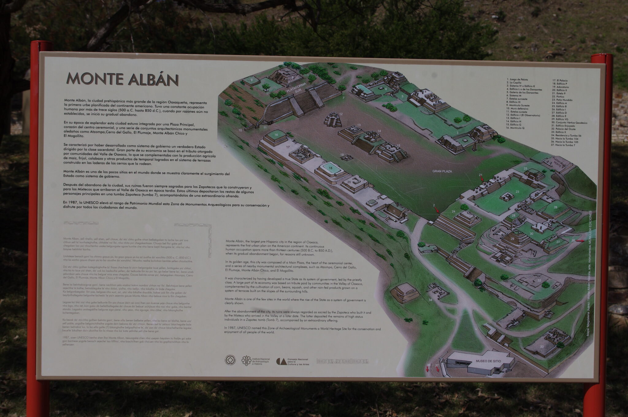 Plan du site archéologique de Monte Alban
